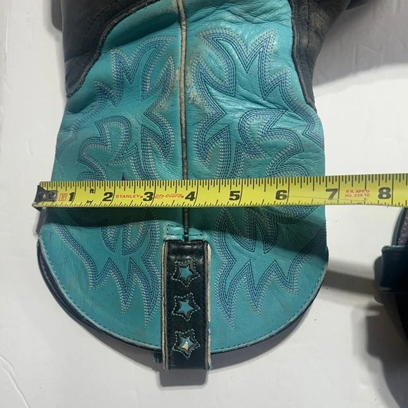 Ariat leather upper Turquoise purple & Black Western Cowboy Boots w pull tabs 9 - Picture 4 of 11